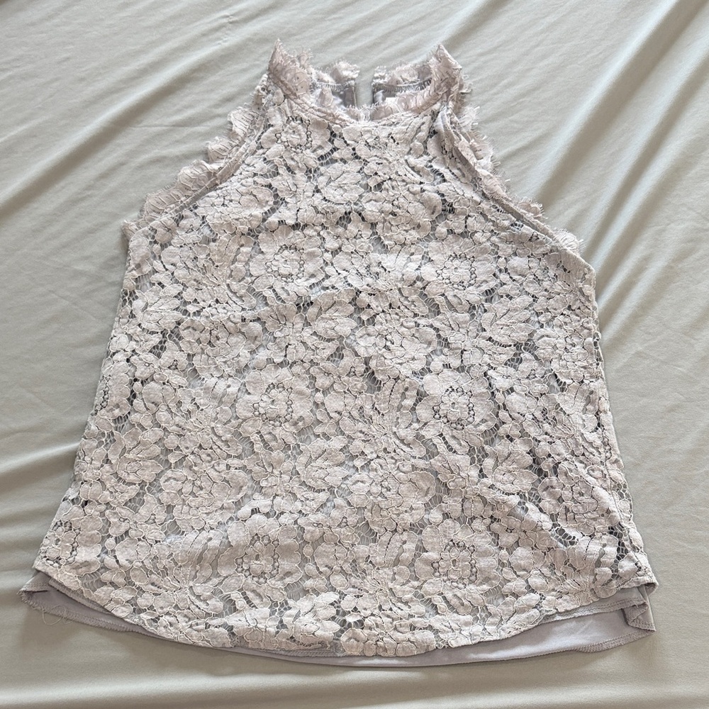 High-Neck Lace Camisole Tank Top - Light Blush